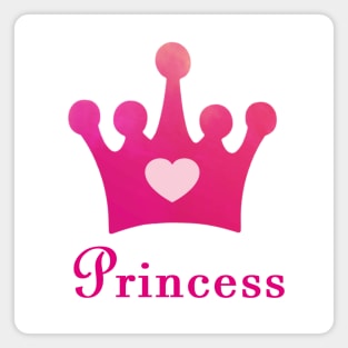 Princess all day - Princess Word with a Pink Crown and Heart Magnet